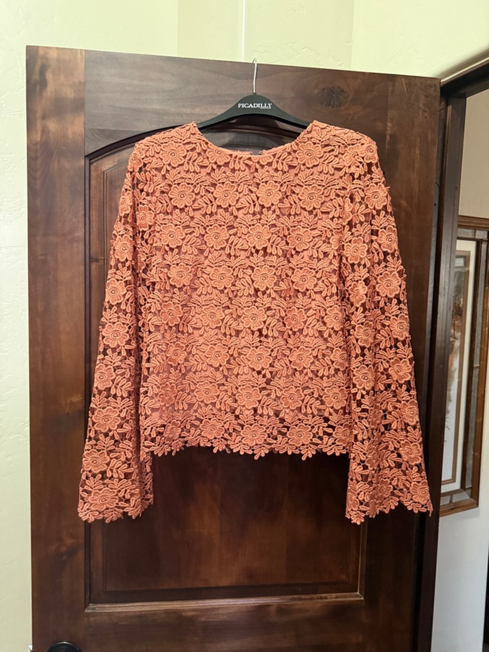 Alice + Olivia Dusty Orange Floral Crochet Lace Tunic